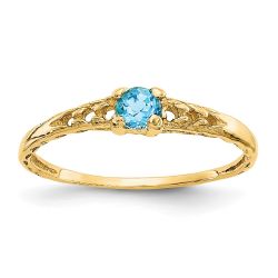 Merry Pie 14k Madi K 3mm Blue Topaz Birthstone Baby Ring