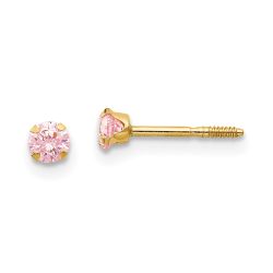 Snuggle Spark 14k Madi K 3mm Pink CZ Earrings