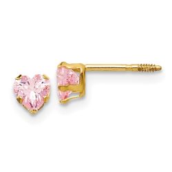 Merry Glow 14k Madi K 4mm Pink CZ Heart Earrings