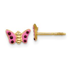 Kitten Boo 14k Madi K Pink Enameled Butterfly Earrings