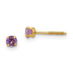 Cherry Nook 14k Madi K 3mm Imitation Amethyst Birthstone Earrings (Feb)