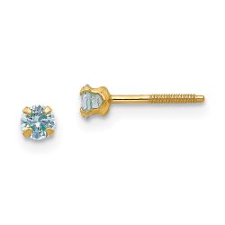 Bubbles Nook 14k Madi K 3mm Imitation Aquamarine Birthstone Earrings (Mar)