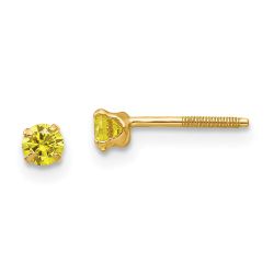 Cricket Drift 14k Madi K 3mm Imitation Citrine Birthstone Earrings (Nov)