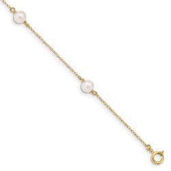 Doodle Pop 14k Madi K 5-6mm White Near-Round Freshwater Cultured Pearl 3-Station 6 inch Bracelet