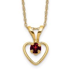 Zippy Glow 14k Madi K 3mm Garnet Heart Birthstone Necklace