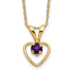 Little Panda Bright Panda 14k Madi K 3mm Amethyst Heart Birthstone Necklace