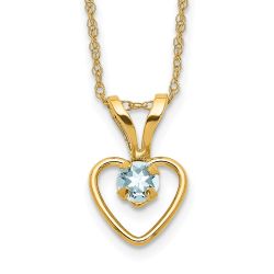 Peanut Spark 14k Madi K 3mm Aquamarine Heart Birthstone Necklace