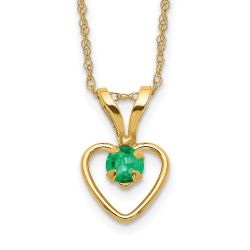 Kitten Pie 14k Madi K 3mm Emerald Heart Birthstone Necklace