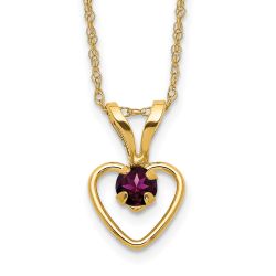 Clover Bear 14k Madi K 3mm Rhodolite Garnet Heart Birthstone Necklace