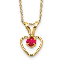 Duckling Song 14k Madi K 3mm Ruby Heart Birthstone Necklace