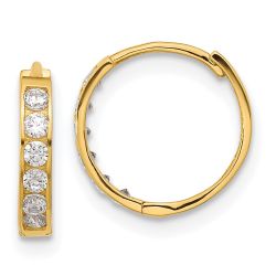 Luna 14k Madi K CZ Hinged Hoop Earrings