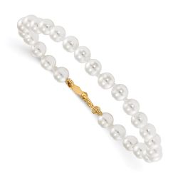 Luna Pop 14k Madi K 4.5mm-5.5mm White Imitation Shell Pearl 5.25 inch Bracelet