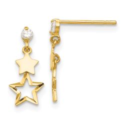 Buddy 14k Madi K CZ Polished Star Post Dangle Earrings