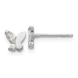 Peanut Pop 14k White Gold Madi K CZ Butterfly Post Earrings
