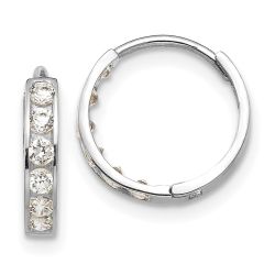 Skippy Spark 14k White Gold Madi K CZ Children's Hinged Hoop Earrings