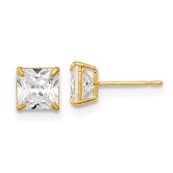 Fluffy Nest 14k Madi K 5mm Square CZ Basket Set Stud Earrings