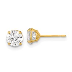 Cocoa 14k Madi K 5mm Round CZ Basket Set Stud Earrings