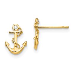 Glow Buddy 14k Madi K CZ Children's Anchor Post Earrings