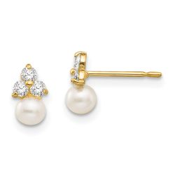 Cherry Buddy 14k Madi K CZ and FW Cultured Pearl Post Earrings
