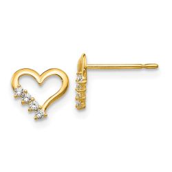 Kitten Puff 14k Madi K CZ Children's Heart Post Earrings