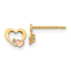 Cotton Bug 14k Yellow & Rose Gold Madi K CZ Children's Heart Post Earrings