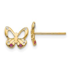 Cuddles Shine 14k Madi K CZ Children's Butterfly Post Earrings