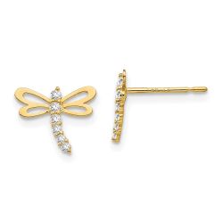 Peaches Glow 14k Madi K CZ Children's Dragonfly Post Earrings