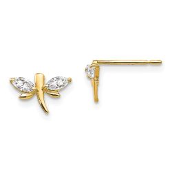 Skippy Song 14k Madi K CZ Children's Dragonfly Post Earrings