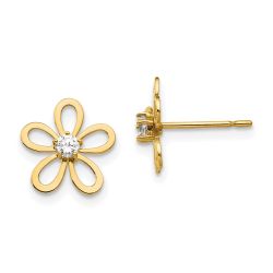 Button Shine 14k Madi K CZ Children's Flower Post Earrings