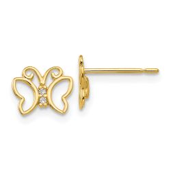 Zippy Boo 14k Madi K CZ Children's Butterfly Post Earrings