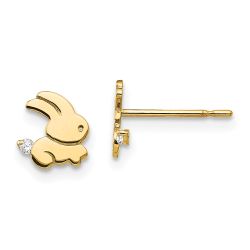 Cocoa Bear 14k Madi K CZ Children's Bunny Post Earrings