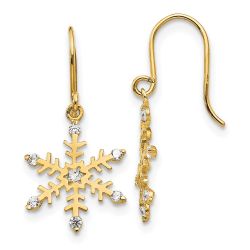 Cuddles Bloom 14k Madi K CZ Children's Snowflake Dangle Earrings