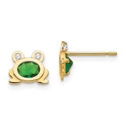 Cricket Buddy 14k Madi K CZ Children's Frog Post Earrings