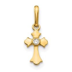 Sunbeam Bean 14k Madi K CZ Children's Cross Pendant