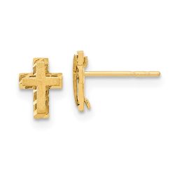 Luna 14k Madi K Satin & Polished Diamond-cut Cross Post Earrings