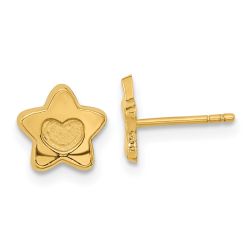 Sunny 14k Madi K Satin and Polished Heart in Star Post Earrings