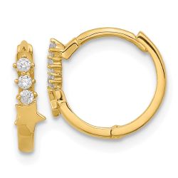 Dreamy 14k Madi K CZ Shooting Star Hinged Hoop Earrings