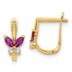 Buddy 14k Madi K Polished Red and White CZ Butterfly Hoops