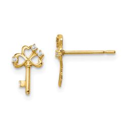 Button Song 14k Madi K CZ Key Post Earrings