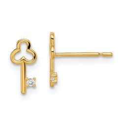 Pixie Bear 14k Madi K CZ Key Post Earrings