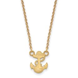 Seraph Sterling Silver Gold-plated LogoArt US Naval Academy Anchor Small Pendant 18 inch Necklace