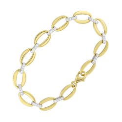Aurelia Links 14K White & Yellow Gold Diamond Oval Link Bracelet