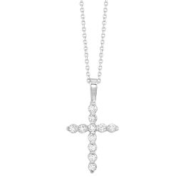 14kt White Gold Diamond Cross Fashion Pendant 1ctw