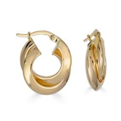 Danai 14K Yellow Gold 3x9mm Knife Edge Double Hoop Earrings