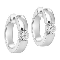 Radiant Glide Sterling Silver .08CTW Diamond Hoop Earrings