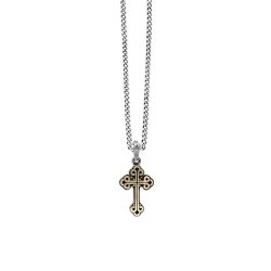 King Baby Small Alloy Traditional Cross in Silver Frame Pendant