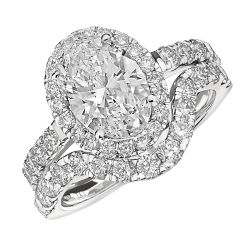 The Oval Halo Engagement Ring - 2ctw Lab Grown