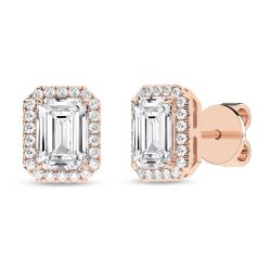 Halo Stud Earrings (Emerald)