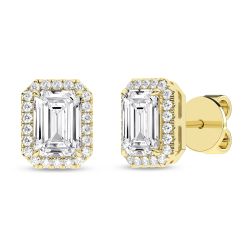 Halo Stud Earrings (Emerald)