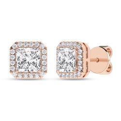 Halo Stud Earrings (Princess)